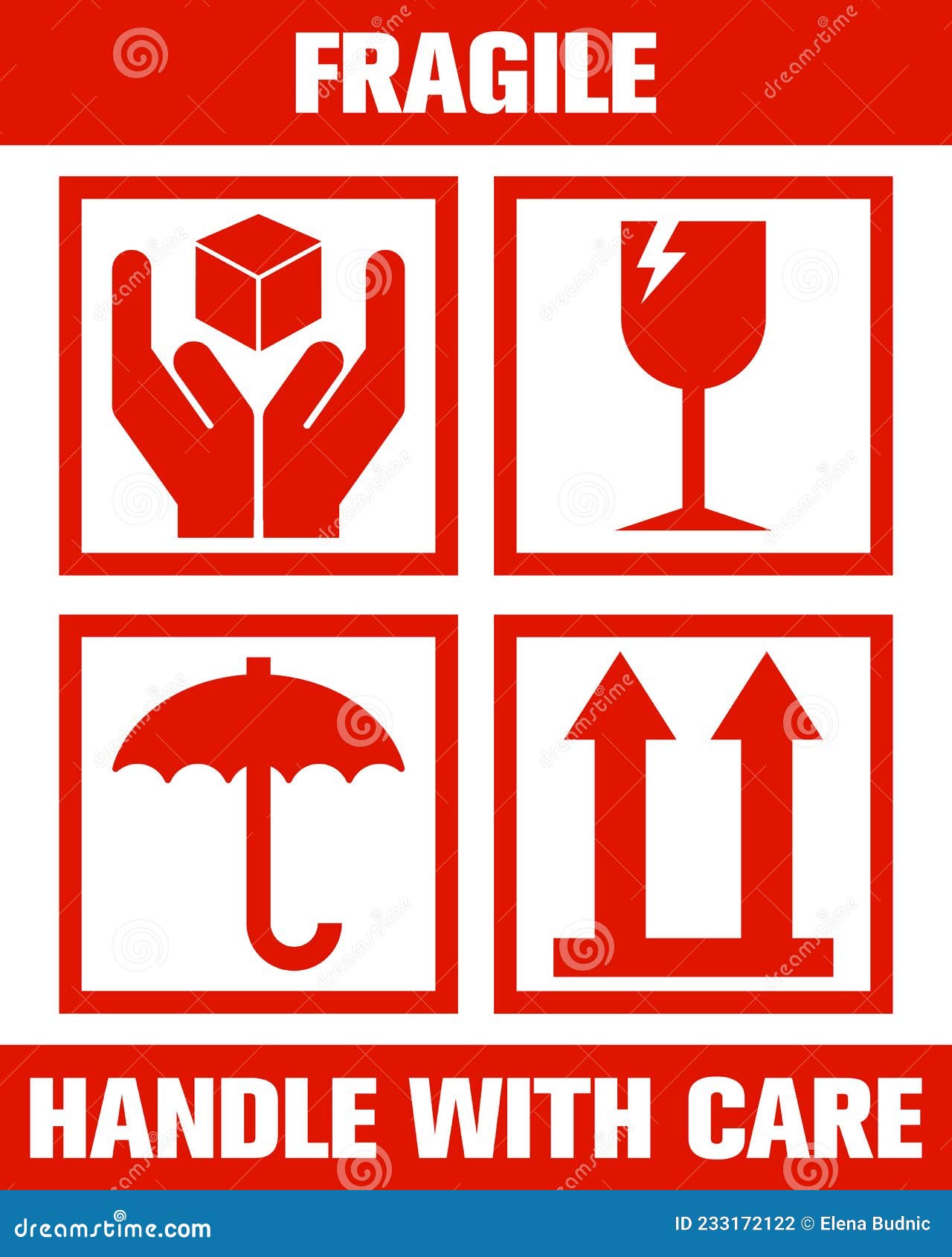 printable fragile please handle with care - white red color