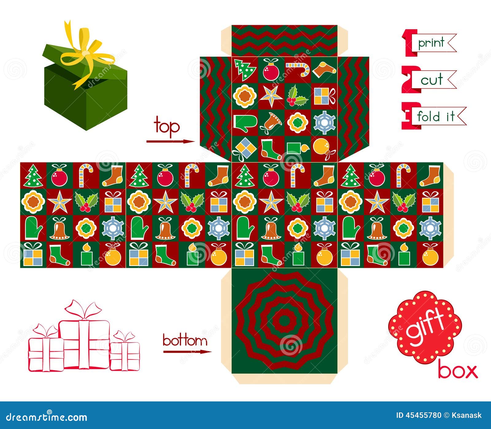 Printable Gift Box Christmas Season Stock Vector Illustration Of Decors Berry 45455780