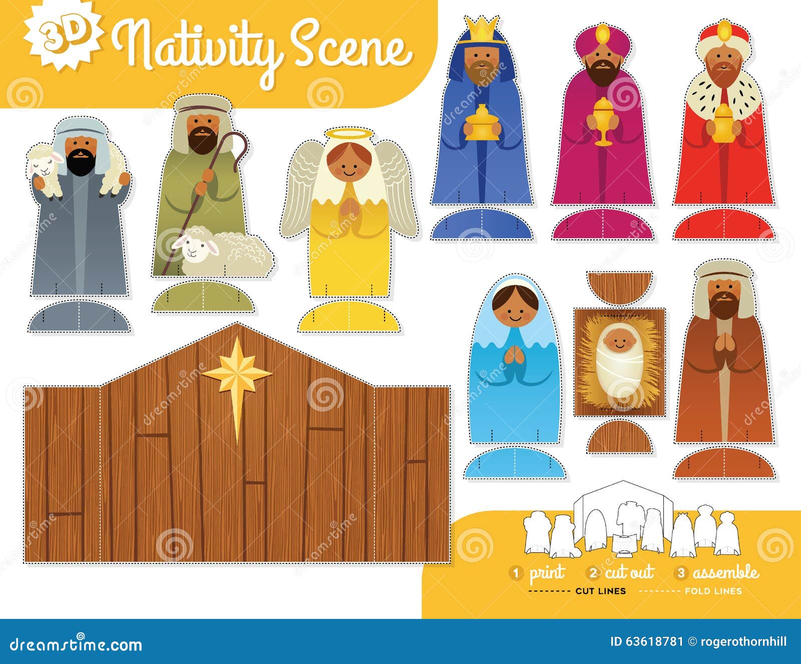 Printable Nativity Set Stock Vector - Image: 63618781