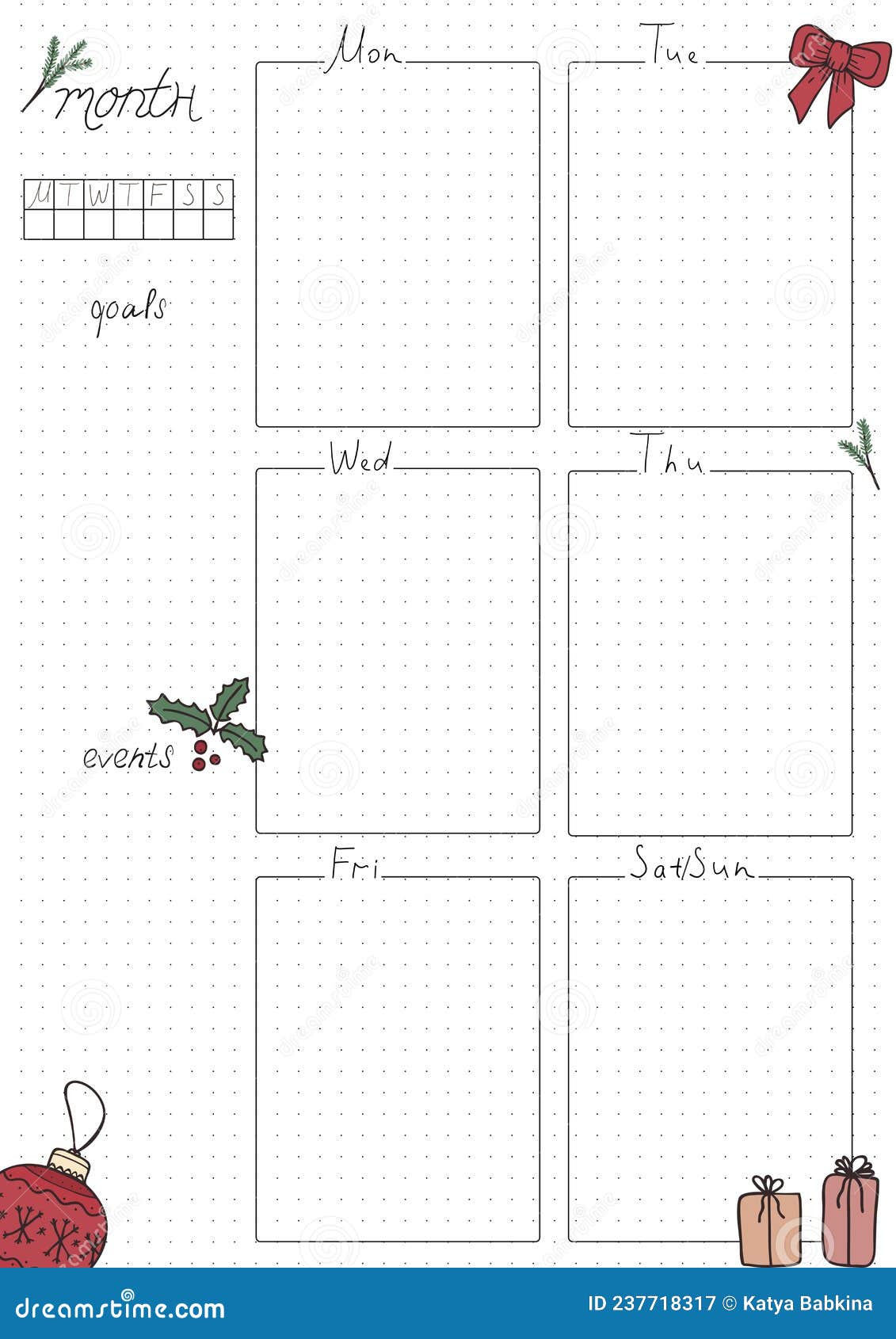 Printable A4 Paper Sheet, Bullet Journal Page with Hand Drawn Xmas ...