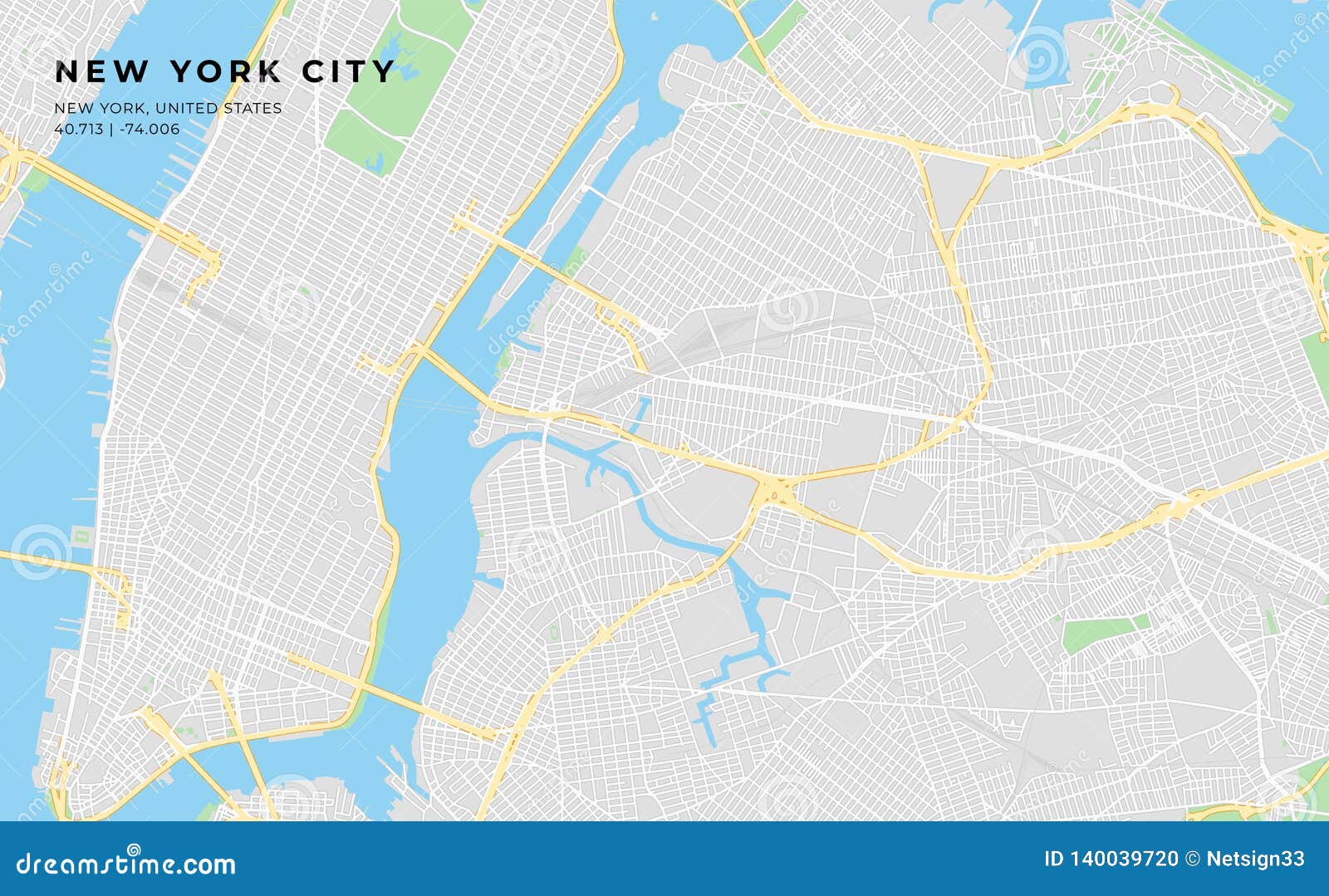 Printable Street Map Of New York City New York Stock Vector Illustration Of States Brochure 140039720