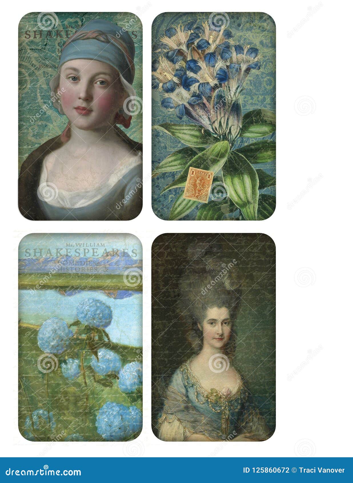 instant download postcard printable Ephemera digital collage sheet cards Flower Fairy images