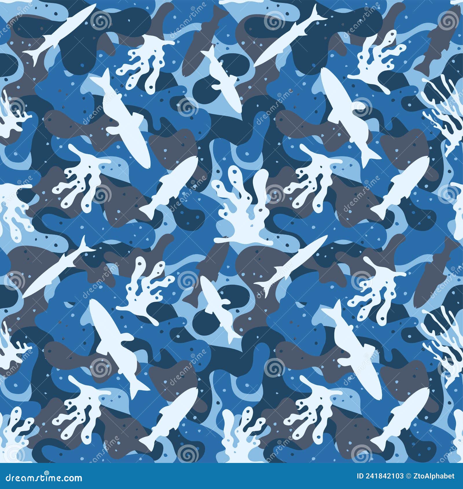 Military Camouflage Naval Fishing Pattern Stock Vector