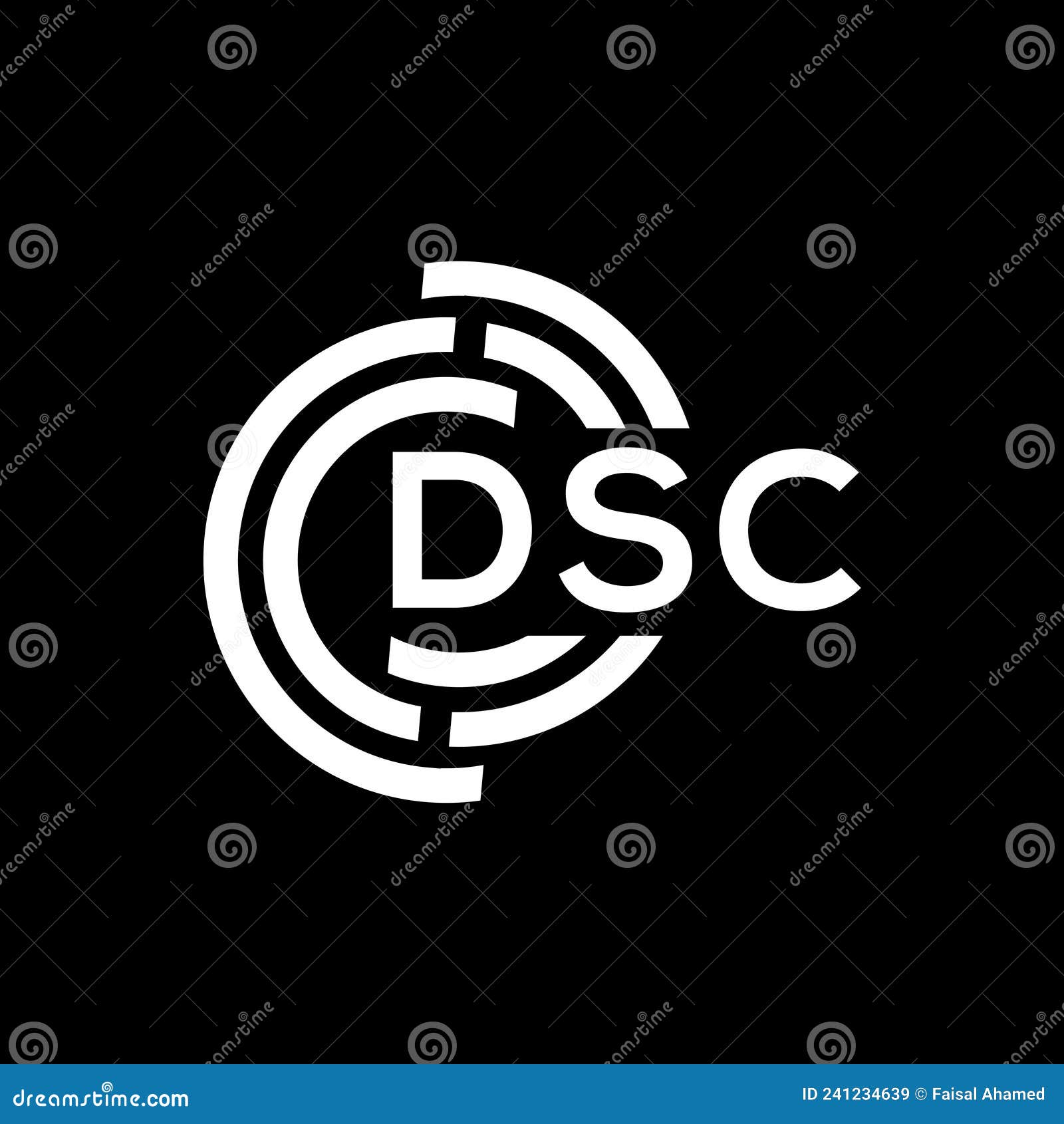 printdsc letter logo  on black background. dsc creative initials letter logo concept. dsc letter 