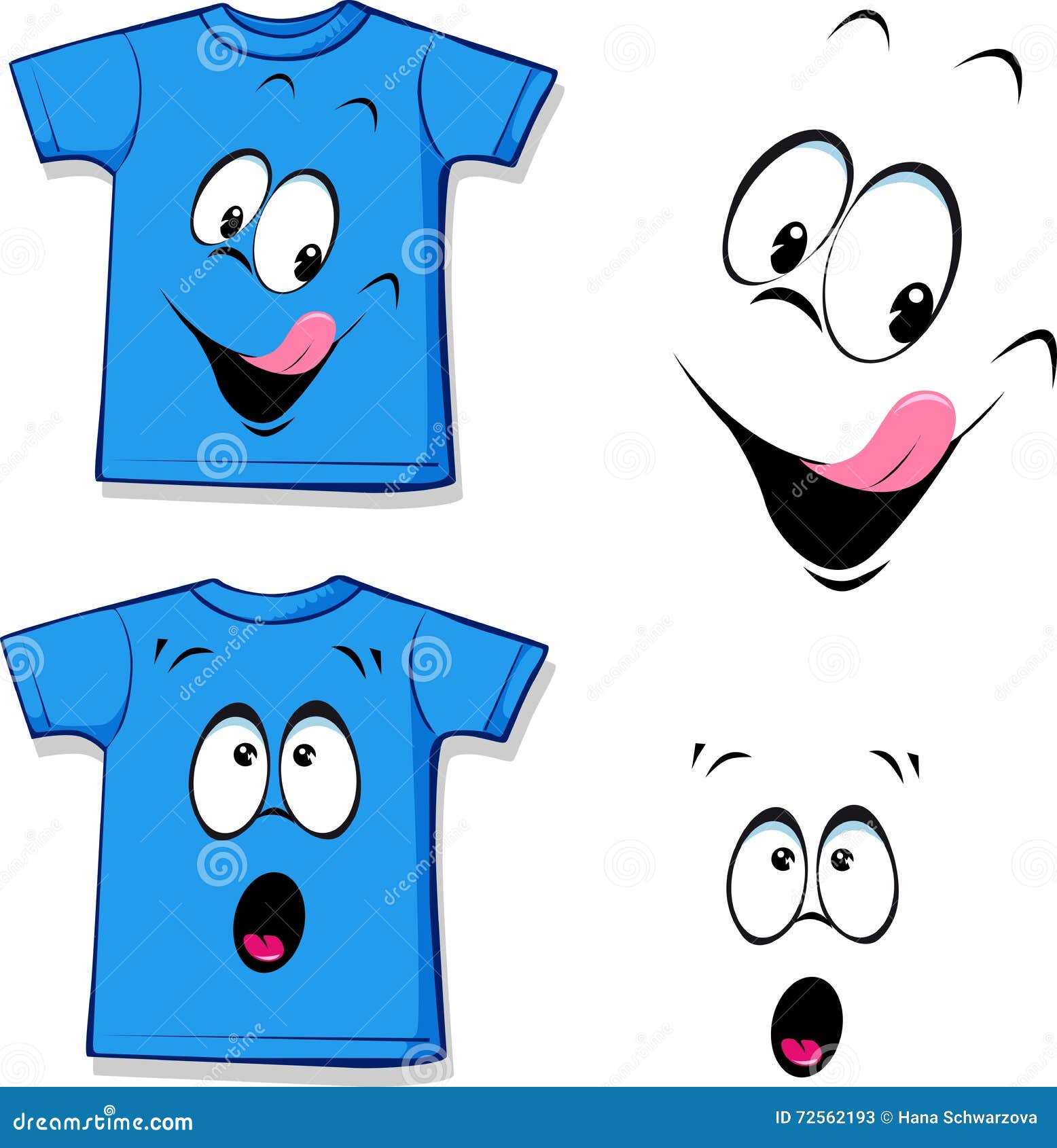 Printed Blue Tshirt Funny Face Vector Stock Vector Illustration