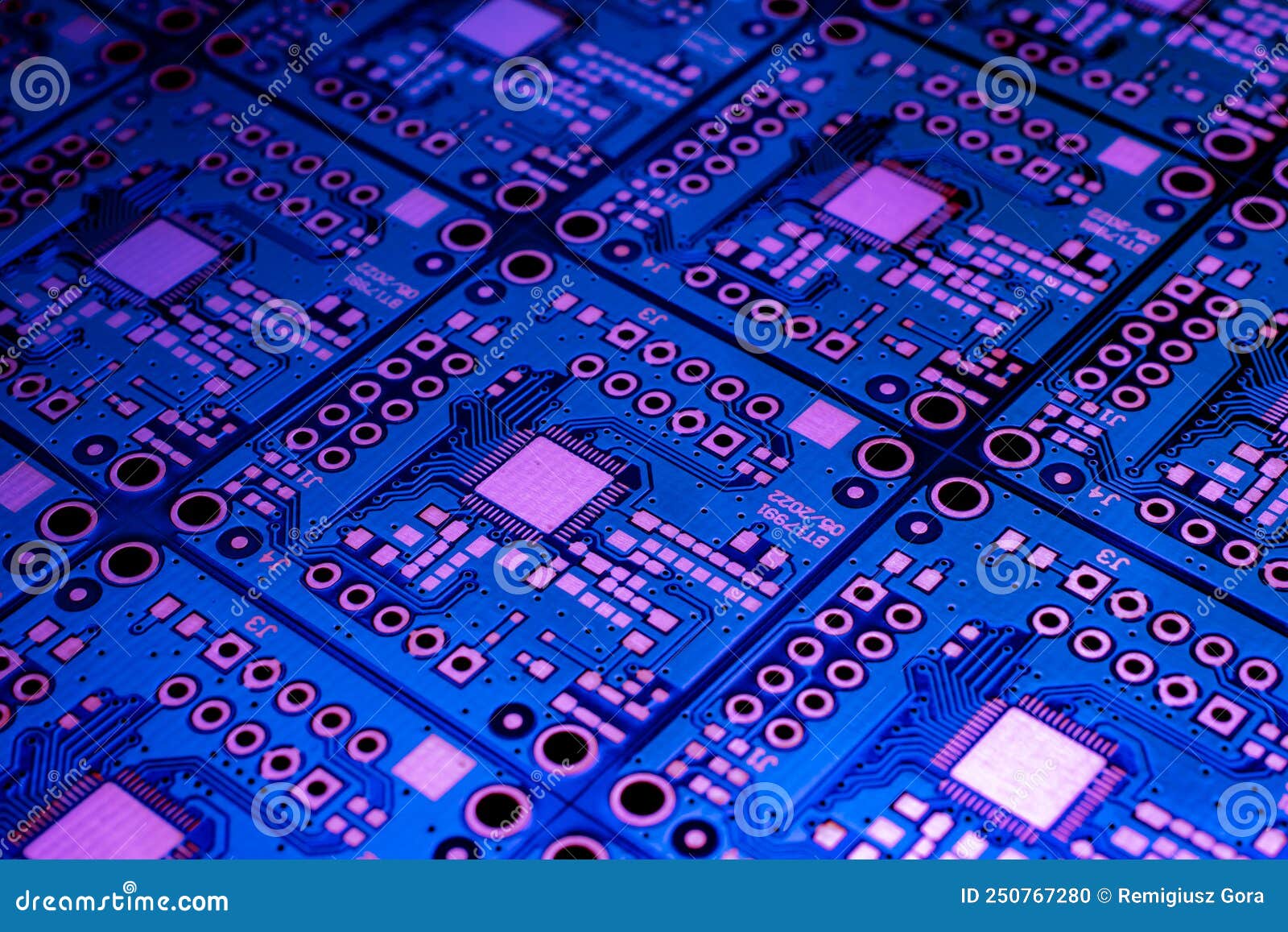 A Printed Circuit Board in Blue Stock Photo Image of modern