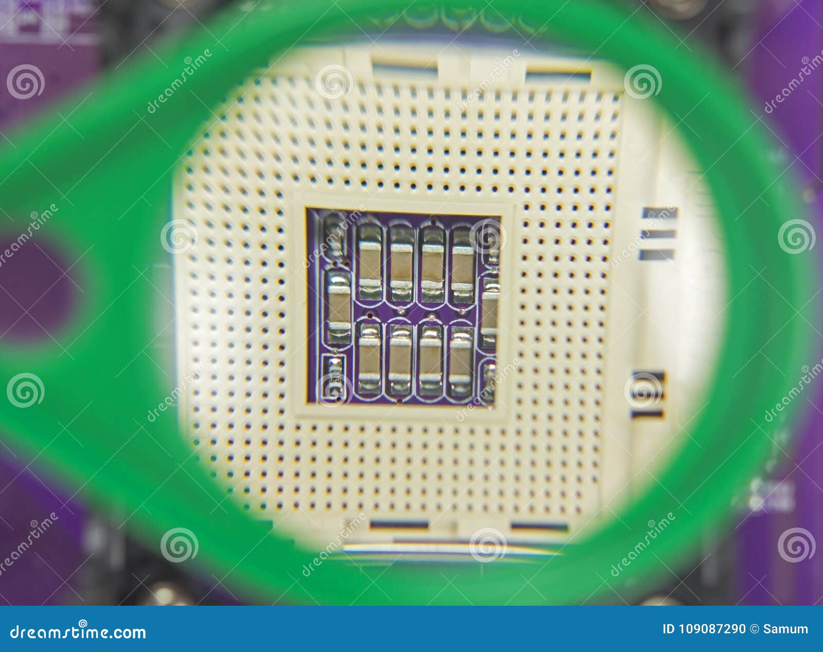 Circuit Board and Magnifying Glass Stock Photo Image of micro, socket