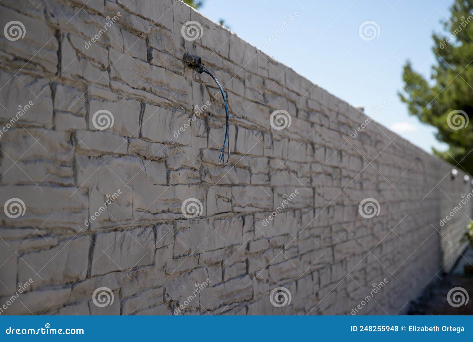 Printed Concrete Wall with Prepared Electrical Outlets Stock Photo