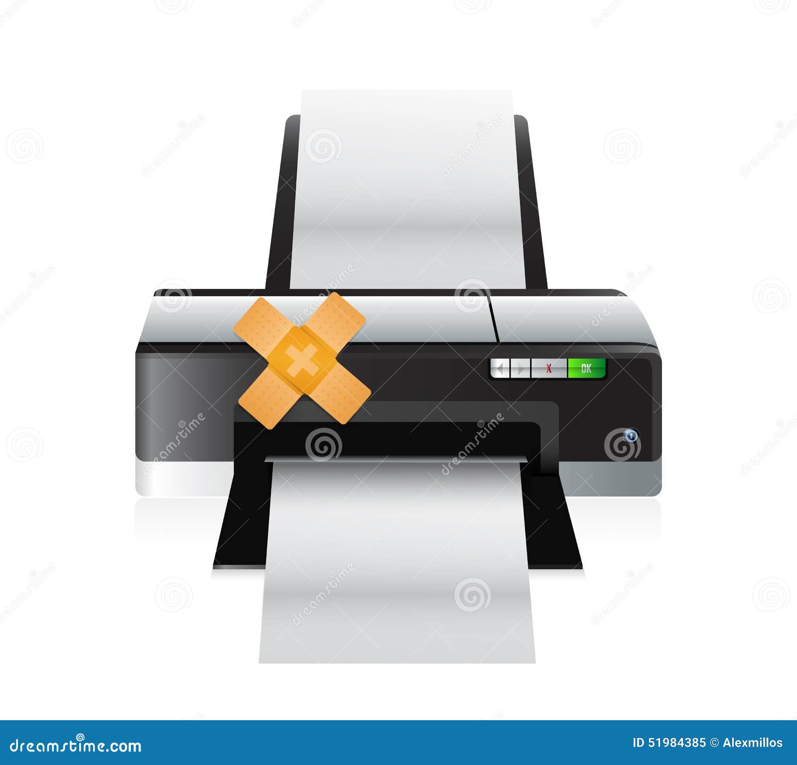 Printer Band Aid Fix Solution Concept Stock Illustration Illustration