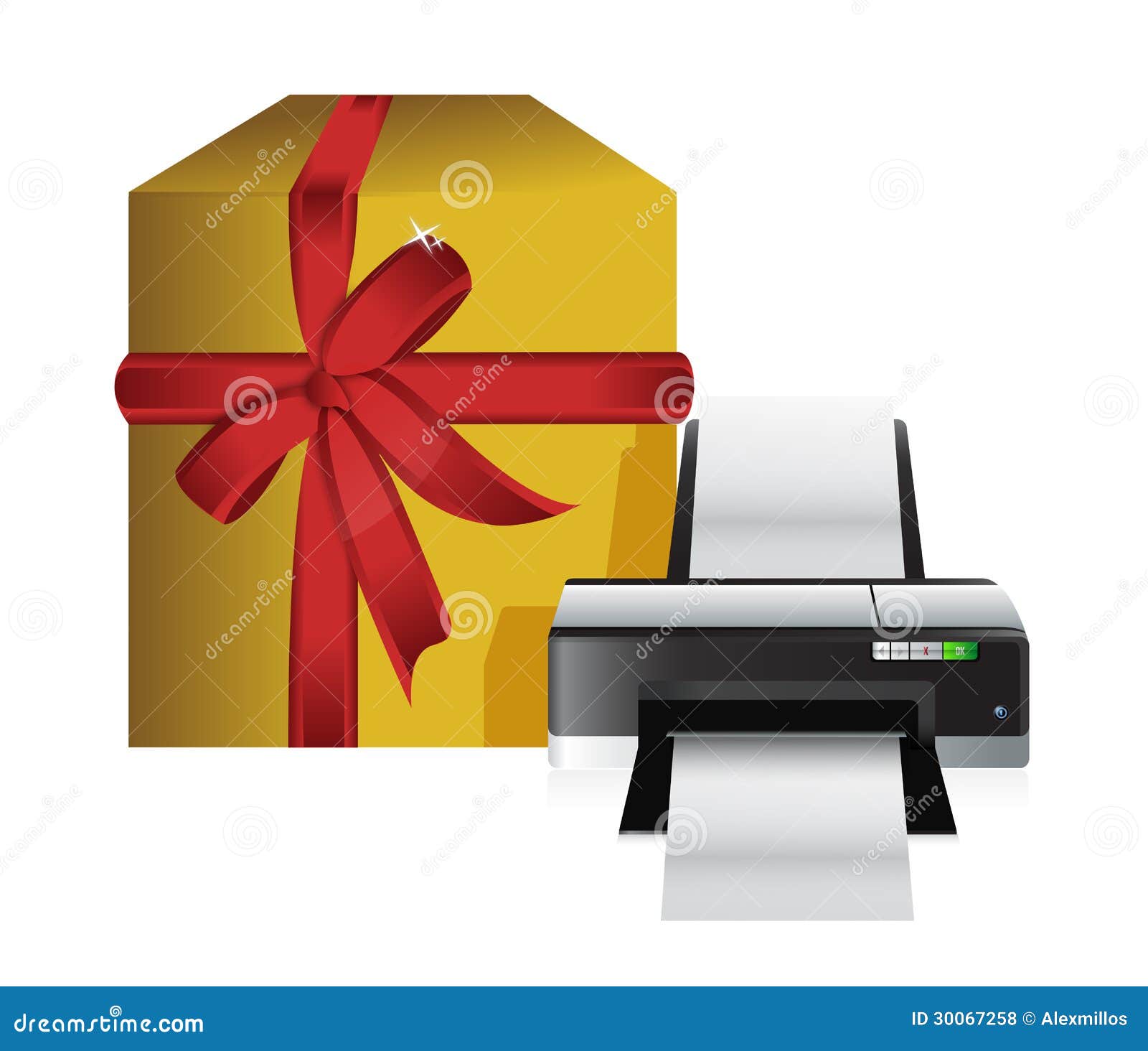 Printer gift box stock illustration. Illustration of birthday 30067258
