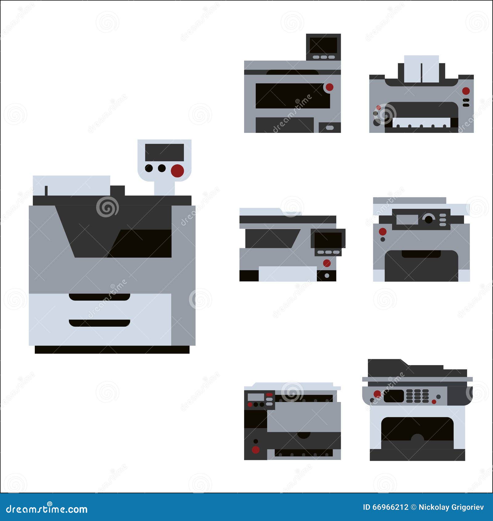 Printer with colored paper Royalty Free Vector Image