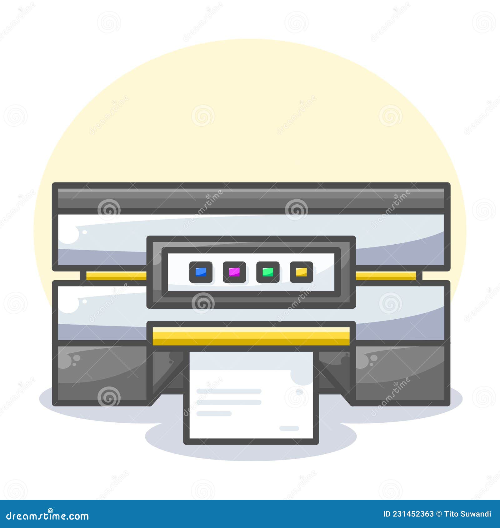 Printer Illustration Flat Design Front View Style Two Stock Vector