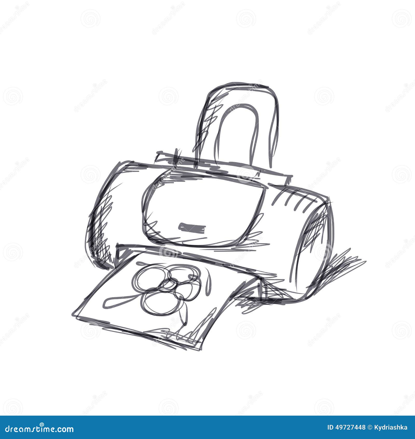 Printer Sketch for Your Design Stock Vector Illustration of document