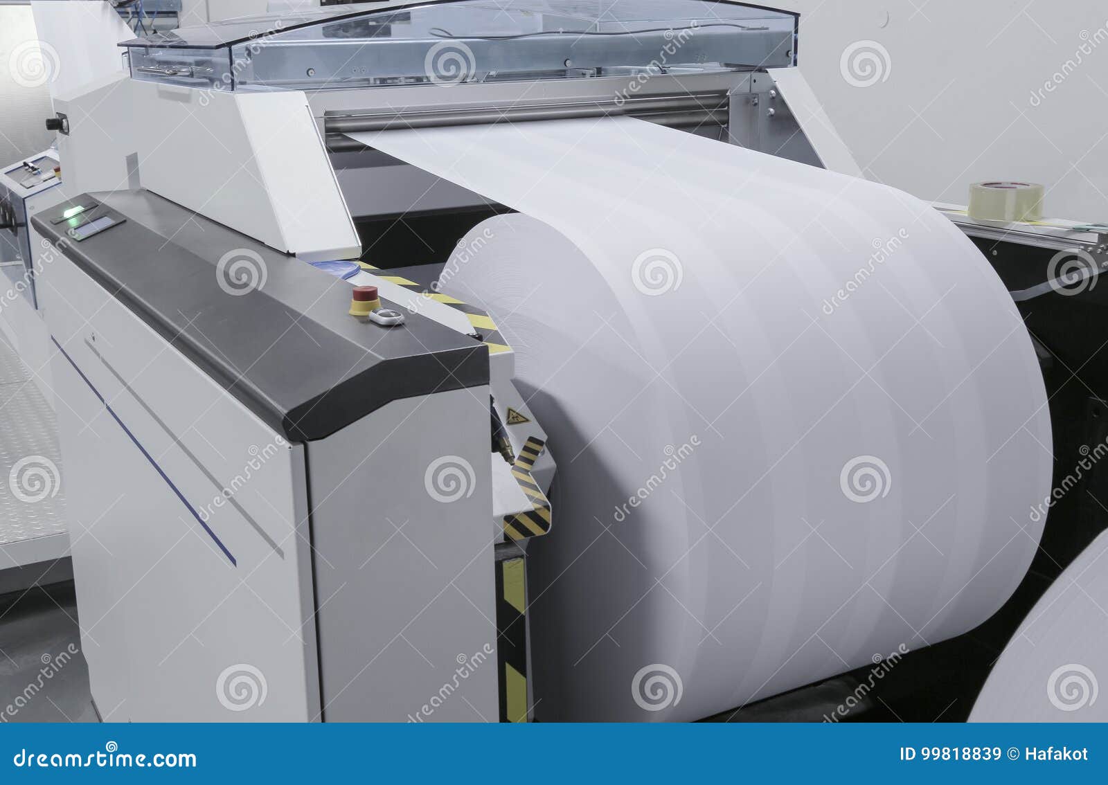 Large Paper Roll Installed in Printing Machine Stock Image - Image