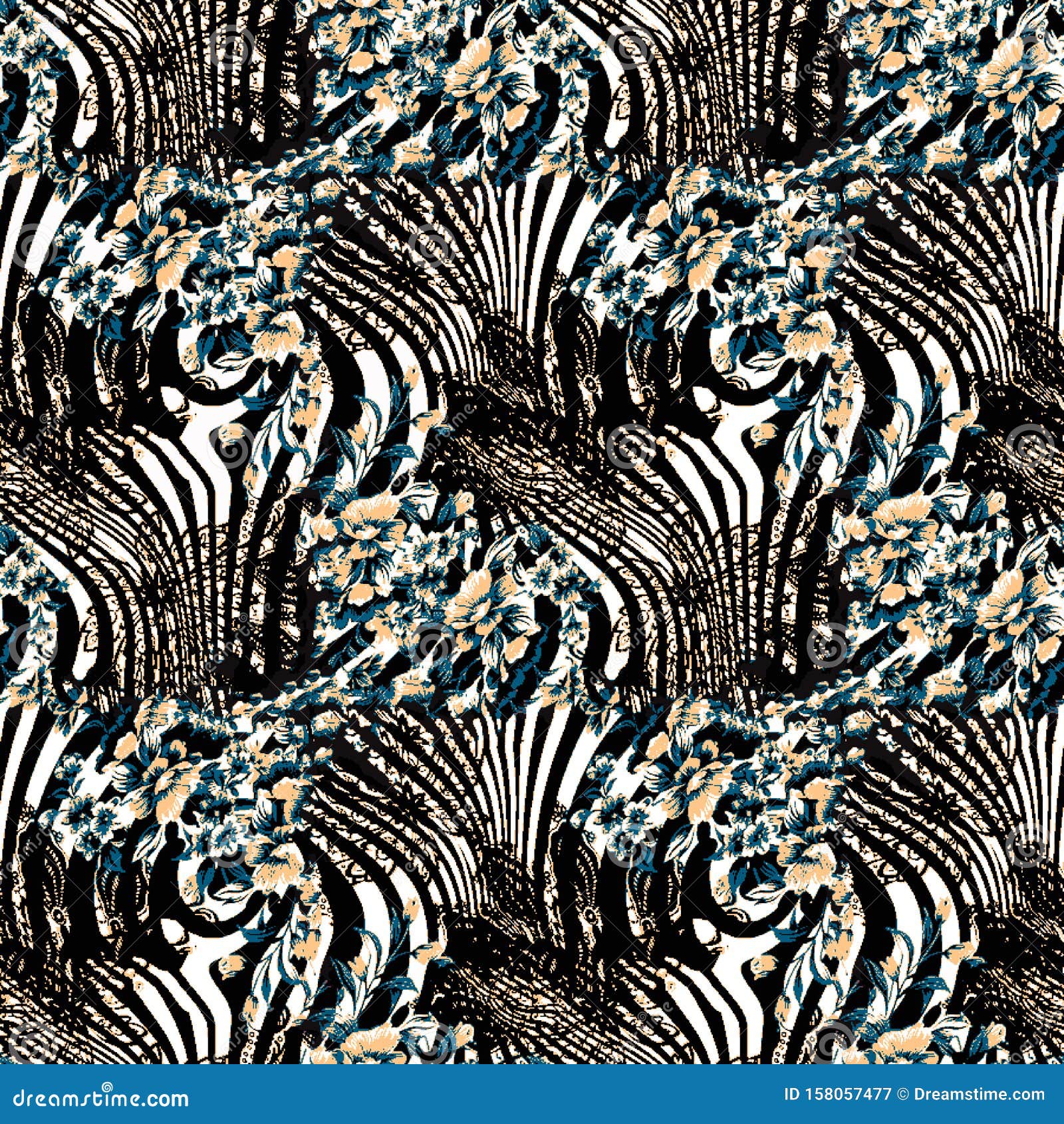Textile Pattern Design. Digital Print Design. Stock Illustration