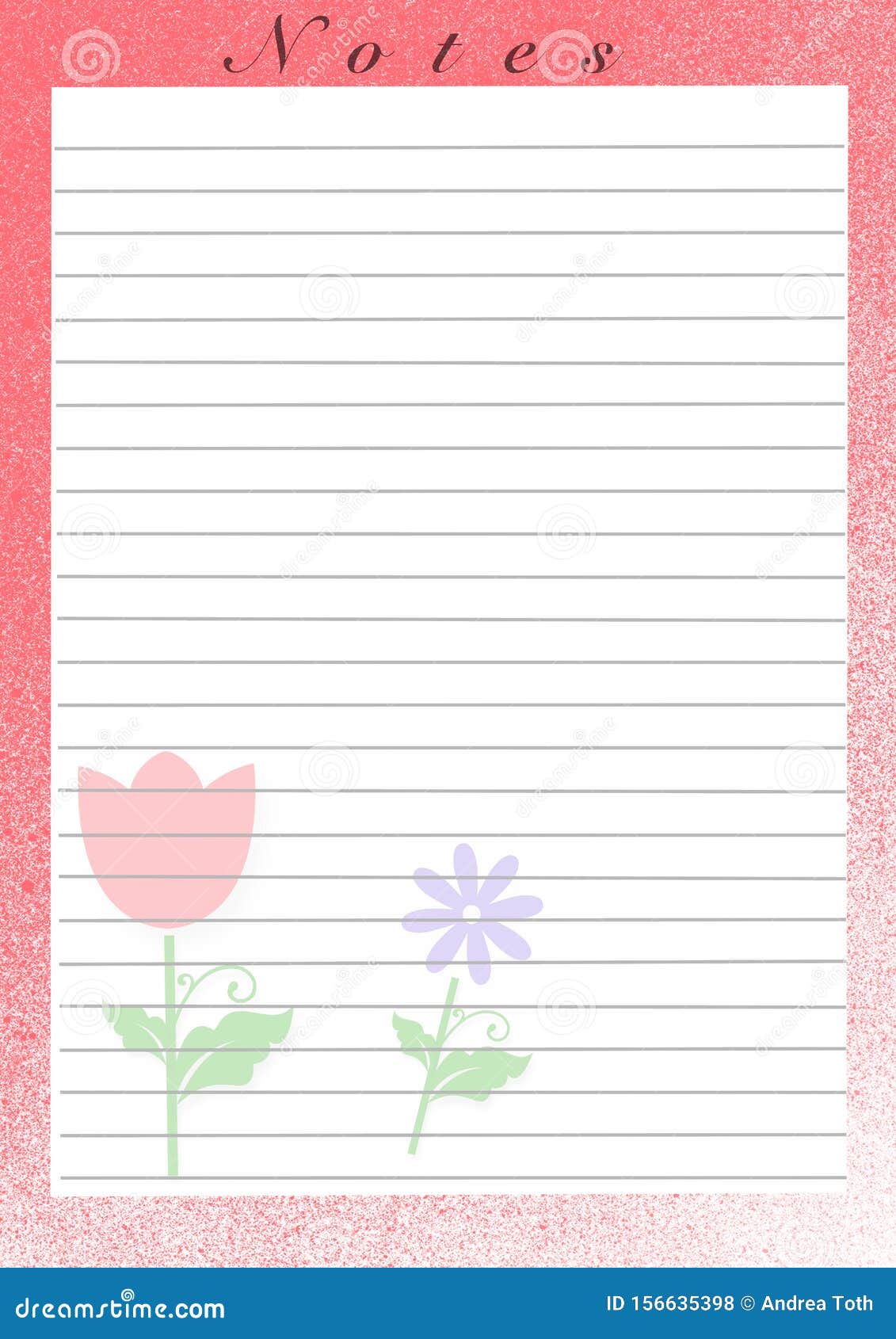 printing paper note optimal a4 size lined paper for notebook diary letters notes with colorful illustration frame for girls stock illustration illustration of banner flower 156635398