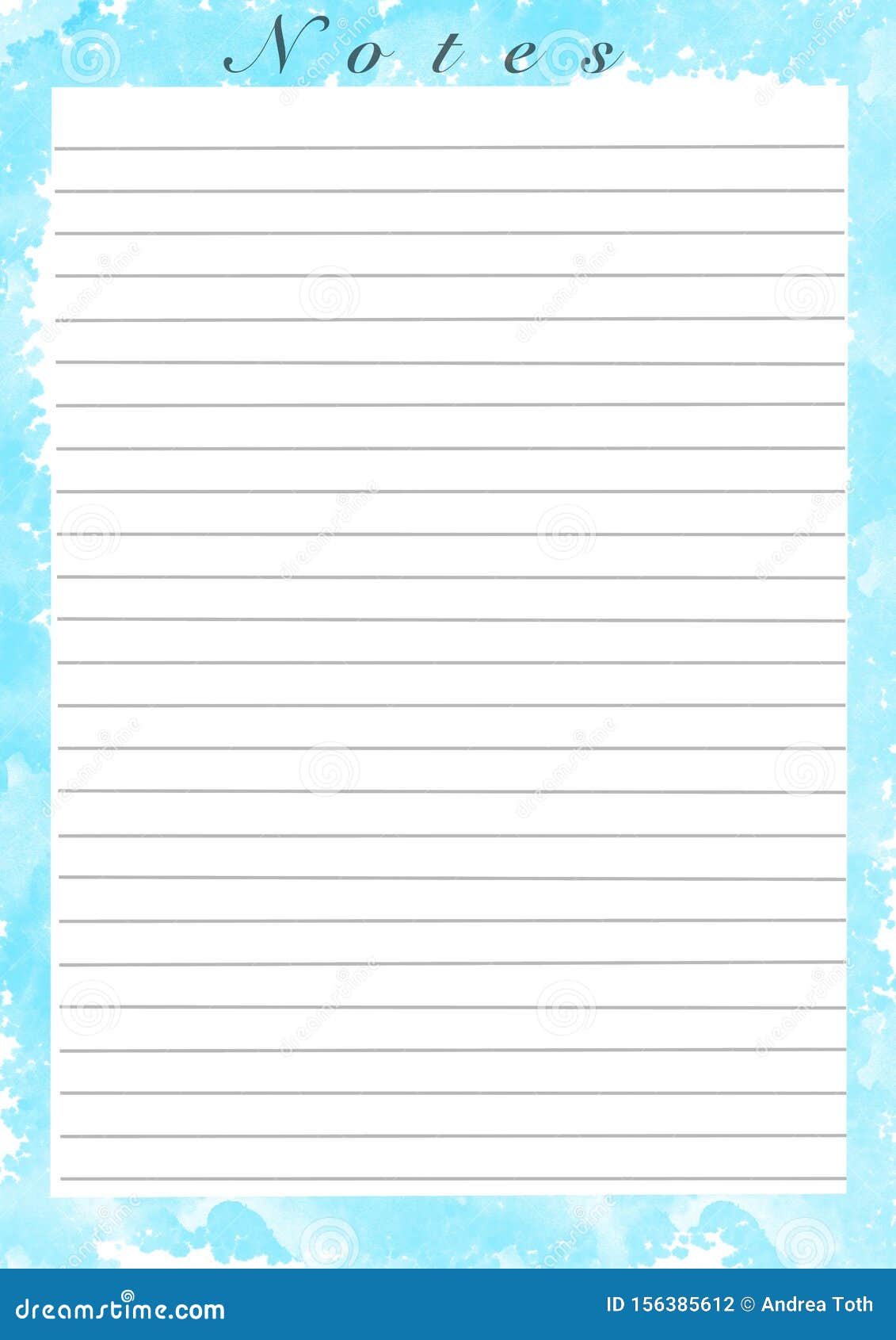 printing paper note optimal a4 size lined paper for notebook diary letters notes with watercolor illustration frame stock illustration illustration of journal kawaii 156385612
