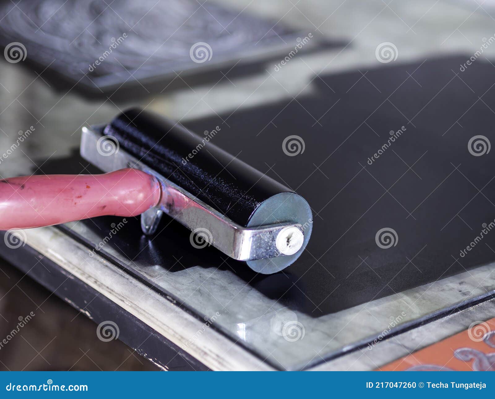 printmaking tool in art studio.