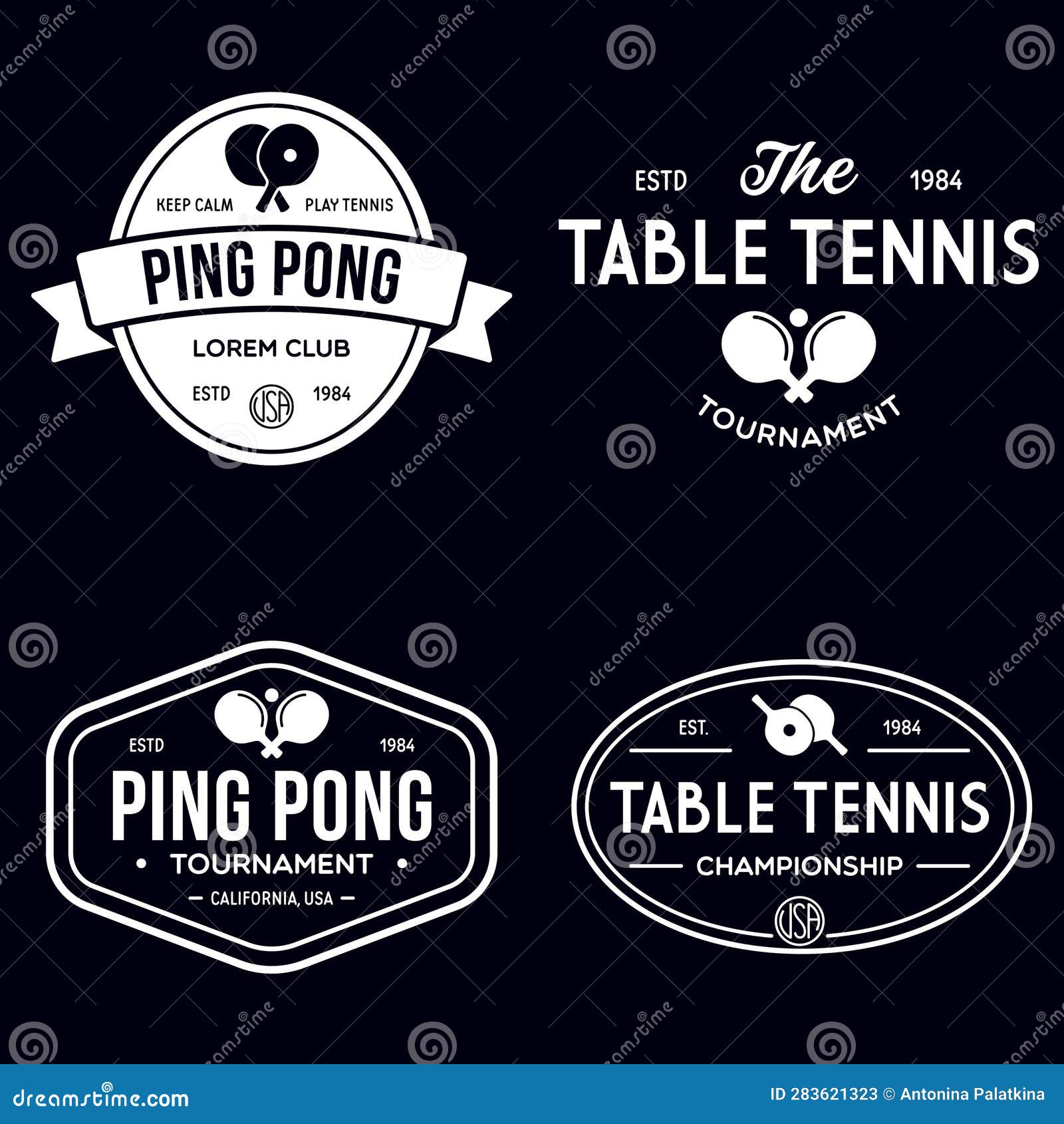 Printvector Set Of Ping Pong Logos Emblems And Design Elements Table