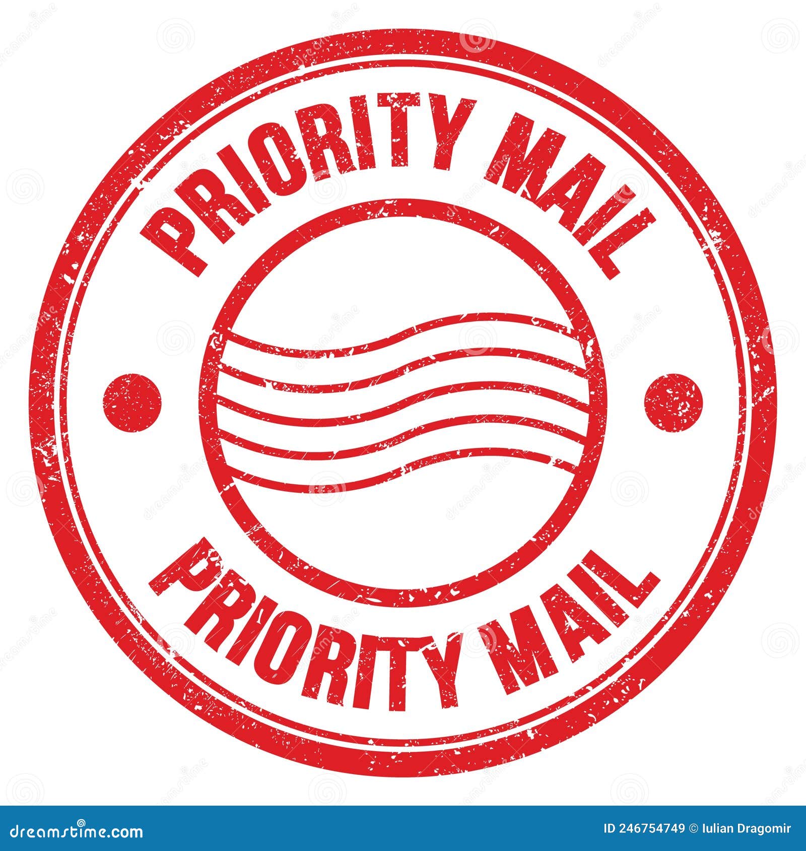 PRIORITY MAIL Text Written on Red Round Postal Stamp Sign Stock Illustration Illustration of