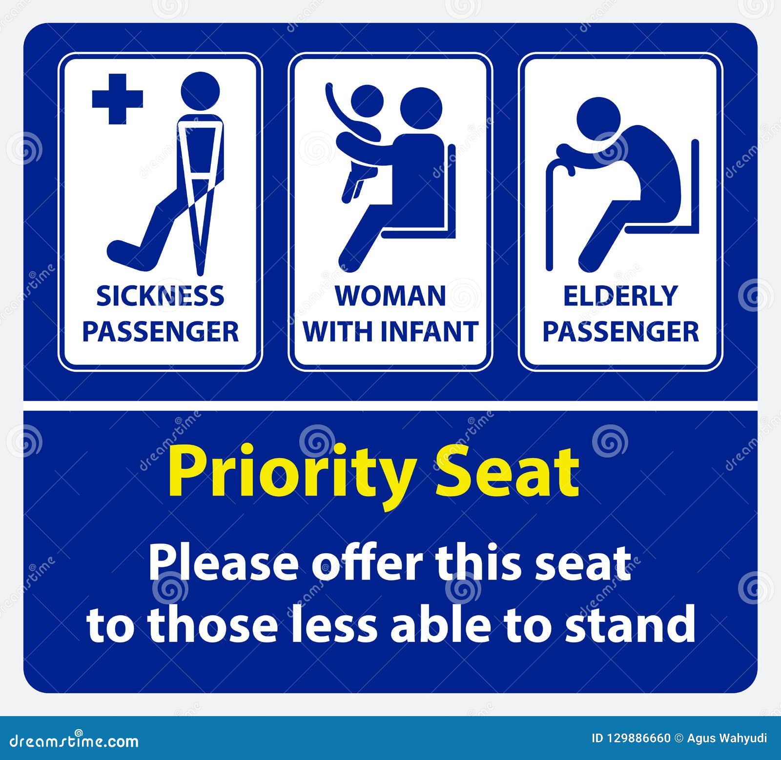 Priority Seat Sticker. Using in Public Transportation, Like Bus, Train ...