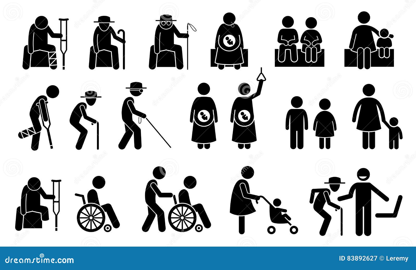 Priority Seats Sign Symbols Icons And Pictogram Stock Vector