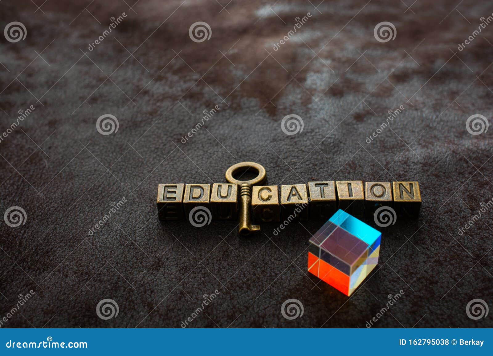 Prism beside Love Shaped Padlock, Key and Education Wording Stock Photo Image of prism