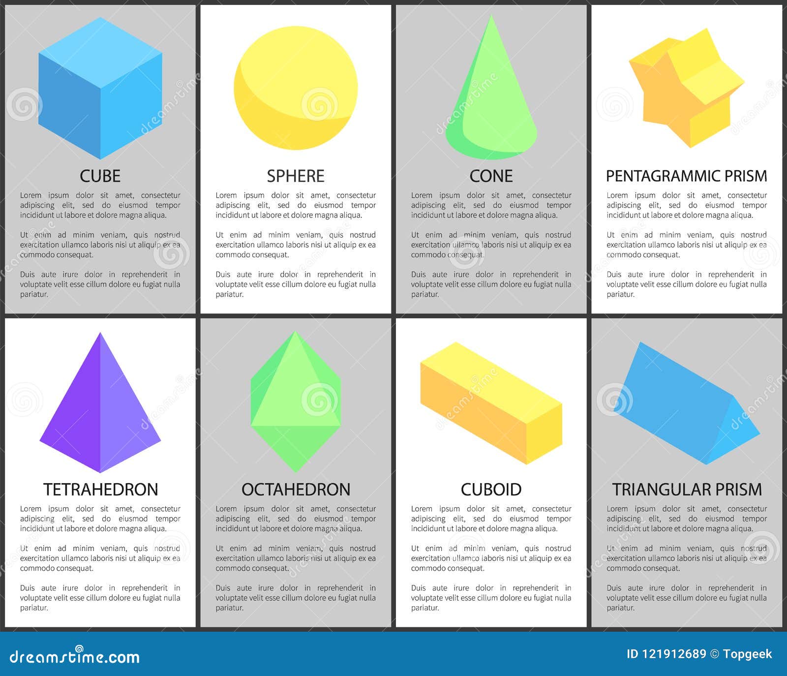 Prismas Cuboides Del Tetraedro Del Cono De La Esfera Del Cubo Fijadas  Ilustración del Vector - Ilustración de poligonal, concepto: 121912689