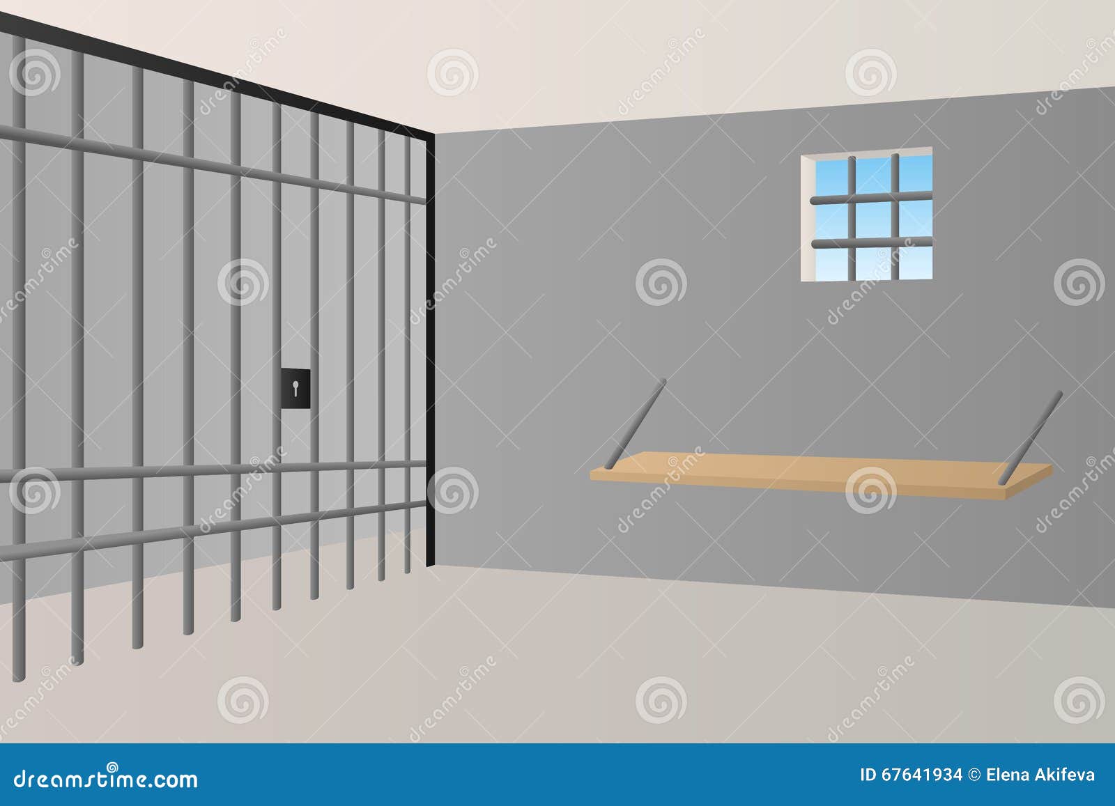 Prison Jail Room Interior Window Grille Illustration Stock Vector