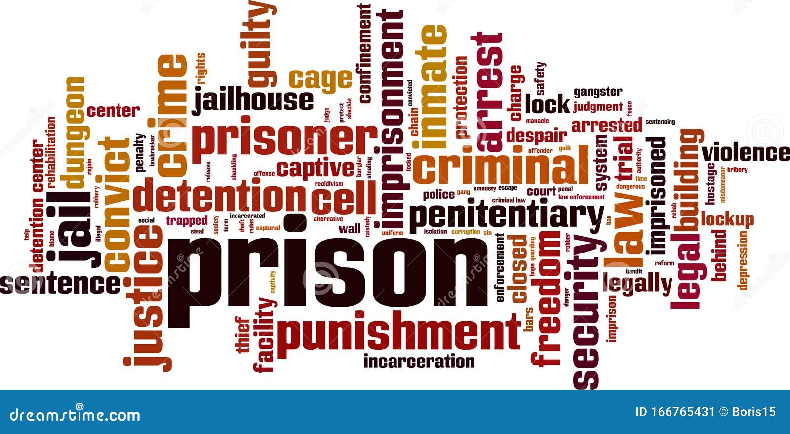 Prison word cloud stock vector. Illustration of imprisonment 166765431