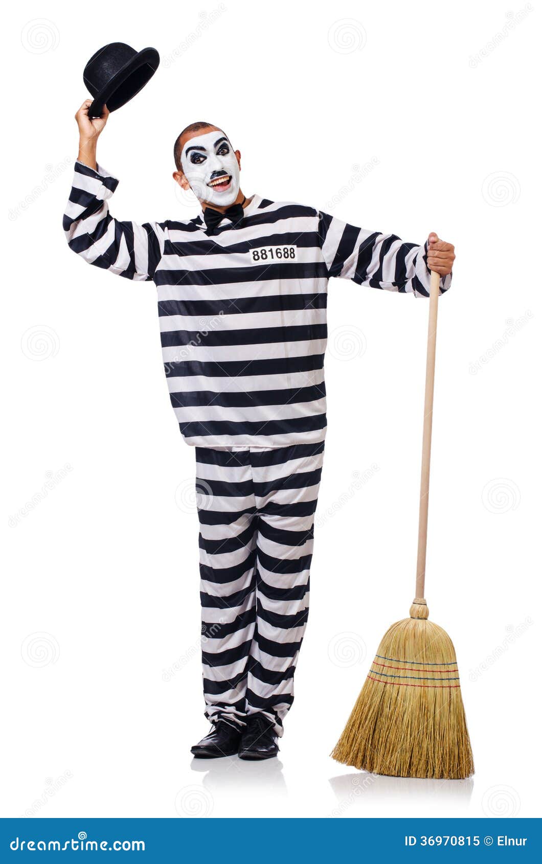 Prisoner with broom stock image. Image of custody, funny 36970815