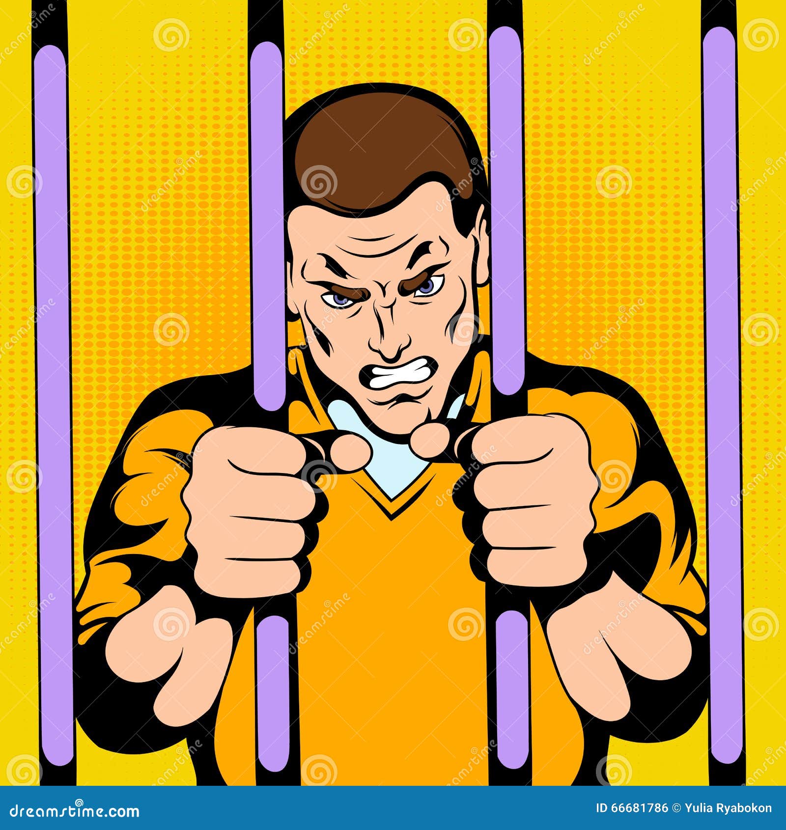 Cartoon Prisoner Behind Bar Cartoon Vector | CartoonDealer.com #50839937