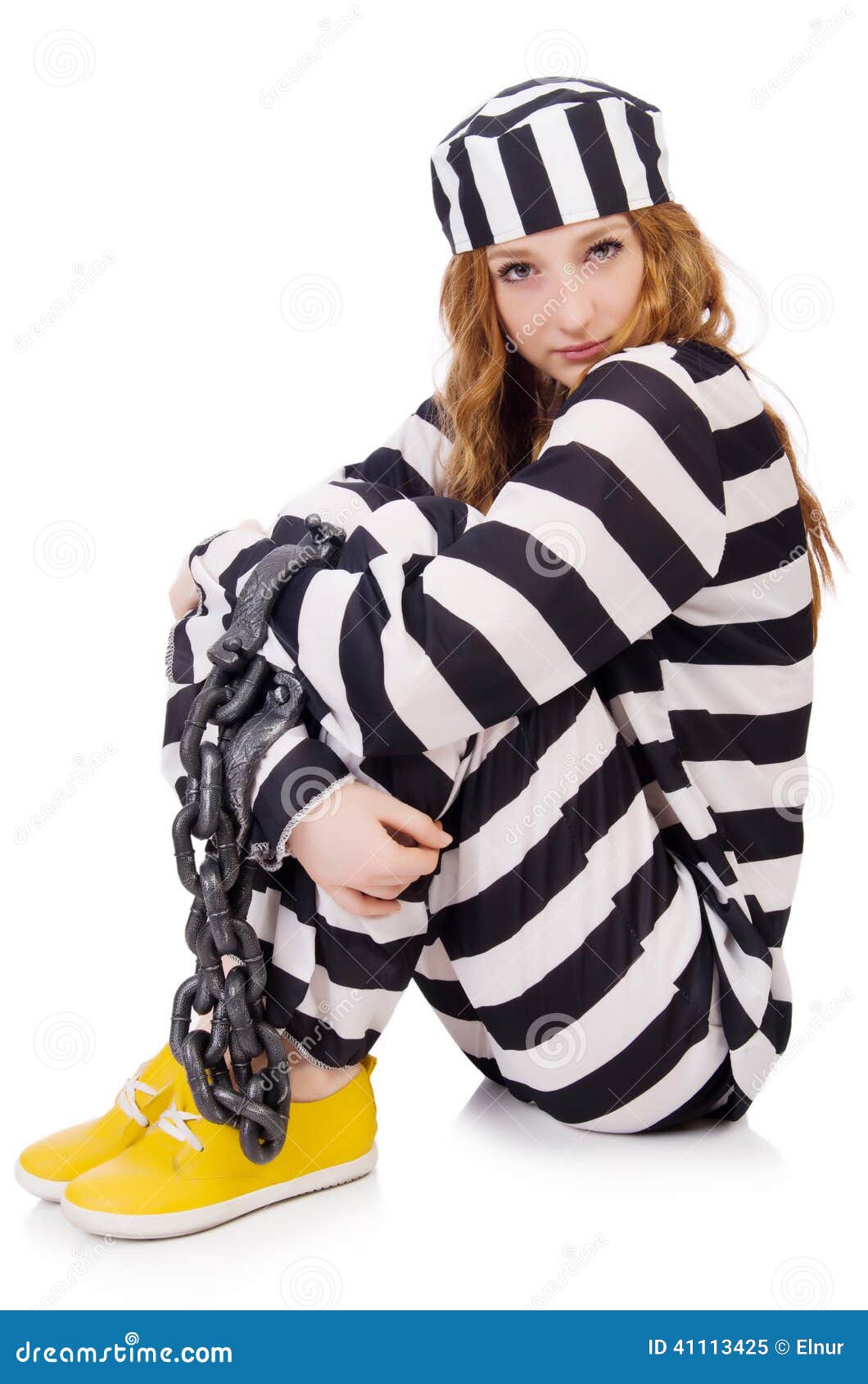 Prisoner in Striped Uniform Stock Image Image of cuff, female 41113425