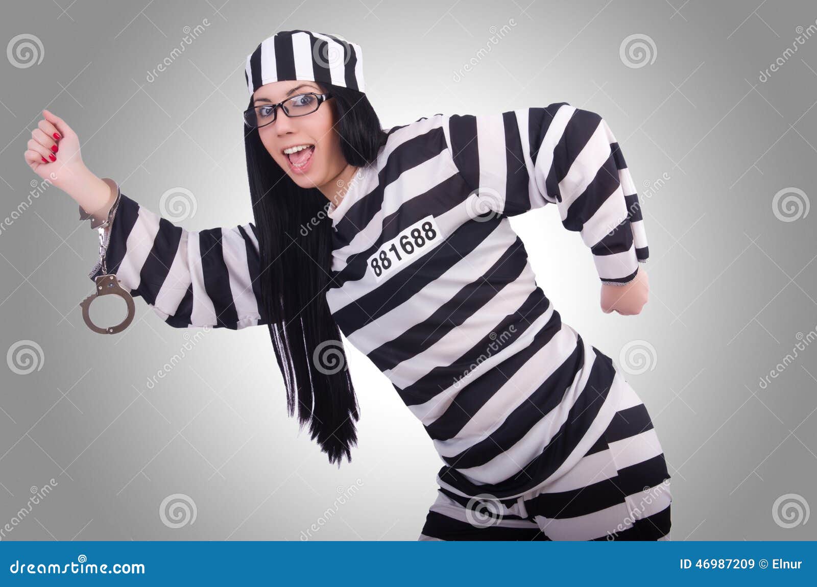 Prisoner in Striped Uniform Stock Image Image of chain, female 46987209