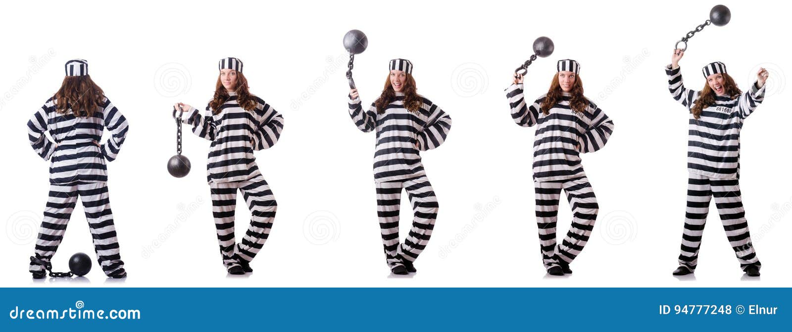 The Prisoner in Striped Uniform on White Stock Photo Image of