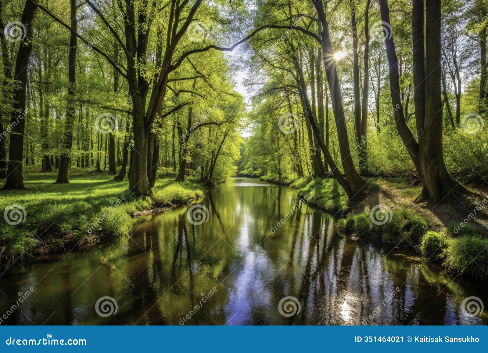 pristine springtime serenity briese stream riparian forest in berlin germany a scenic journey through natures embrace
