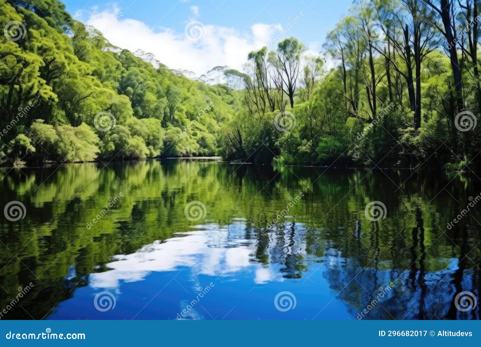 A Pristine Water Body Reflecting Forest Reserve Stock Image Image of