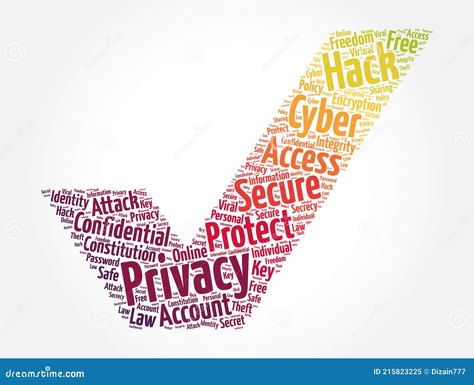 privacy check mark word cloud collage, concept background