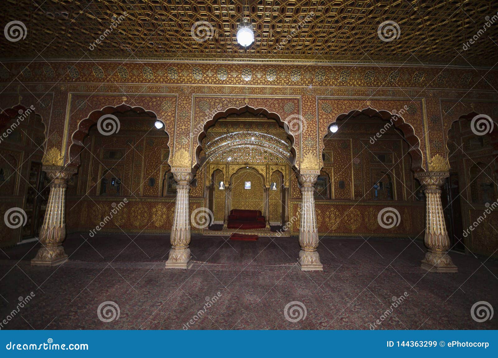 private audience hall called as anup maha, junagarh fort, bikaner, rajasthan, india