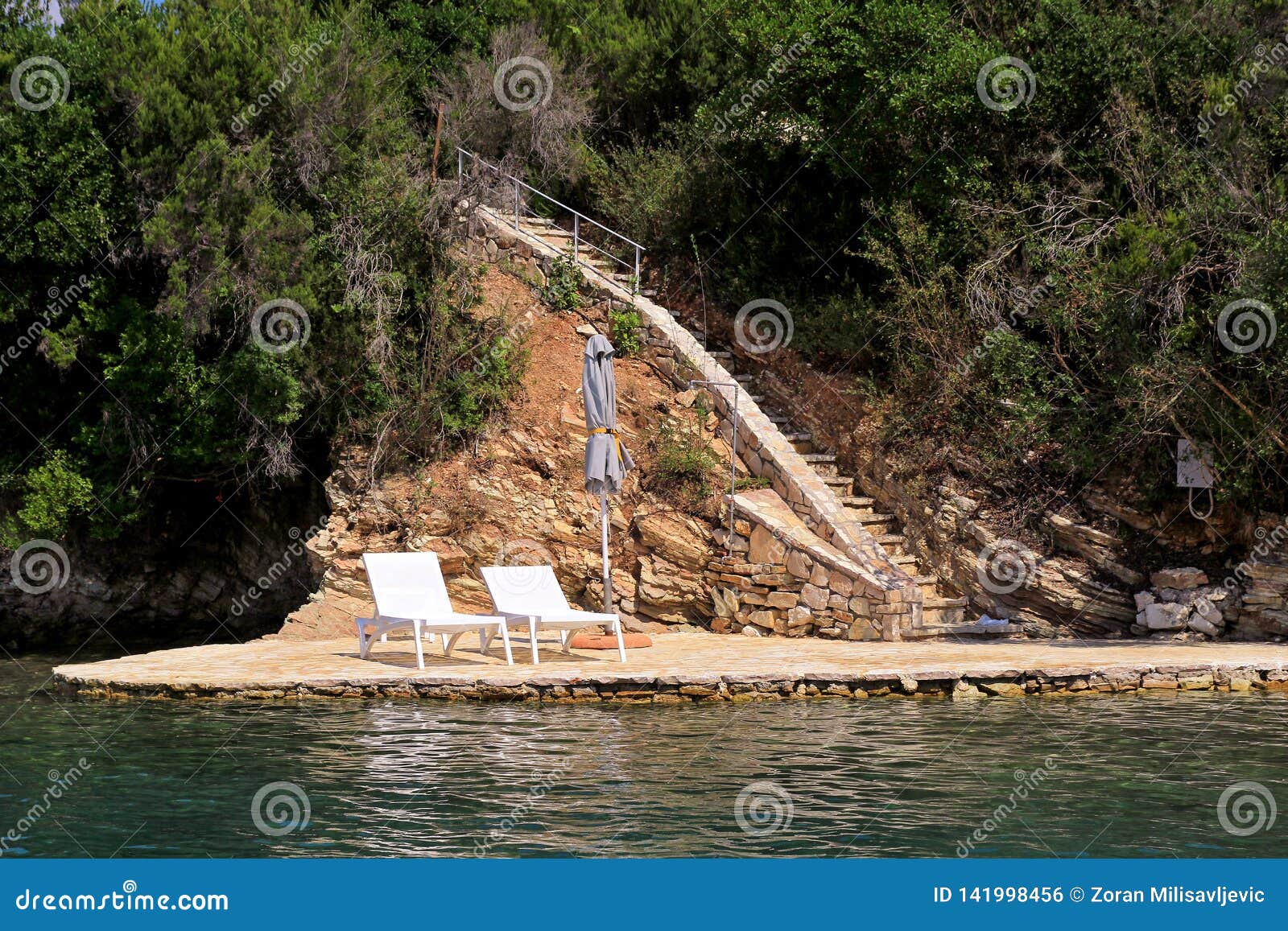 Private Beaches on Mediterranean Sea. Chairs, Deck Chairs, Sun Loungers ...