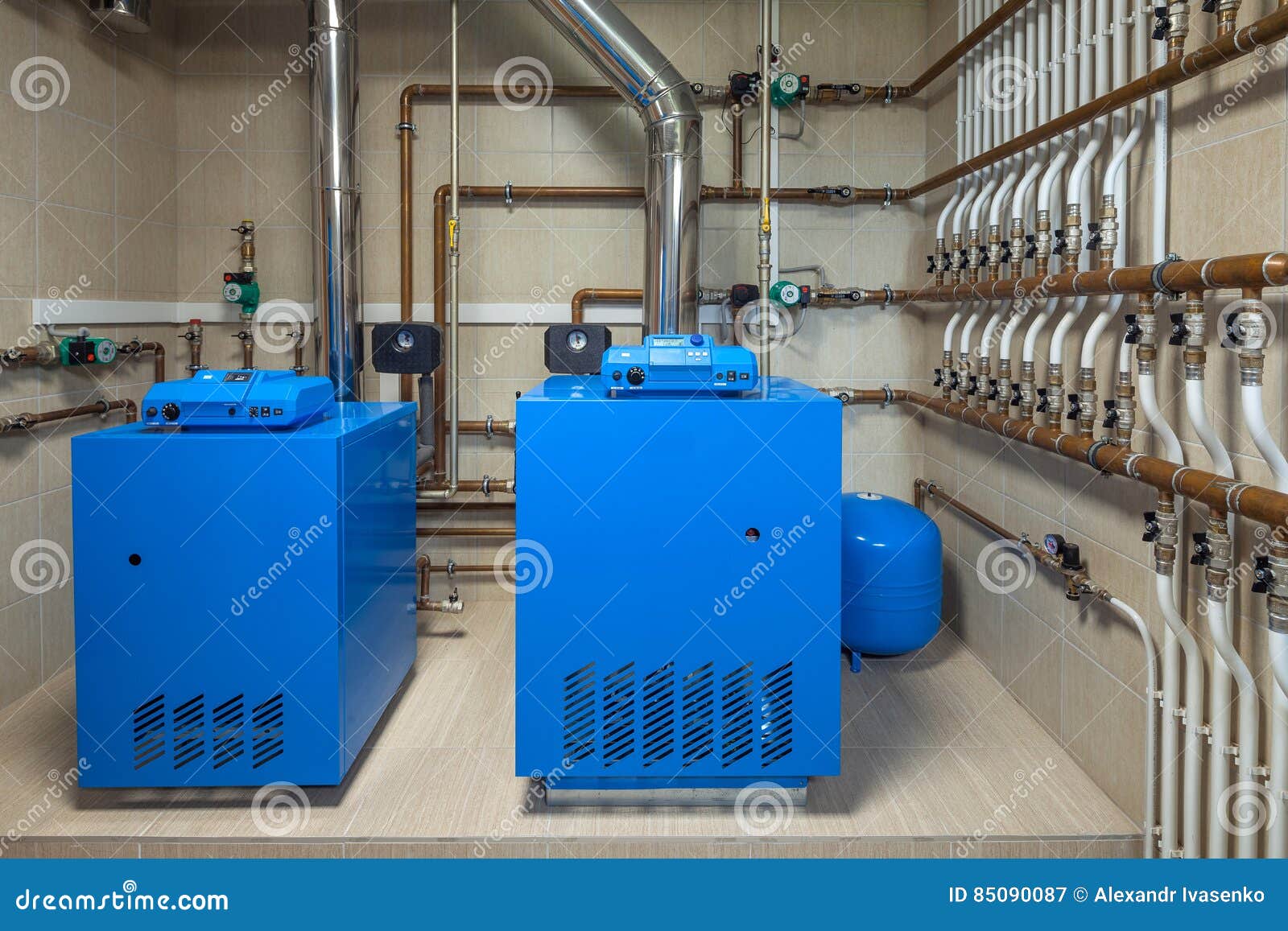 Private Boiler Copper Pipe with Hot Water Stock Image Image of metal