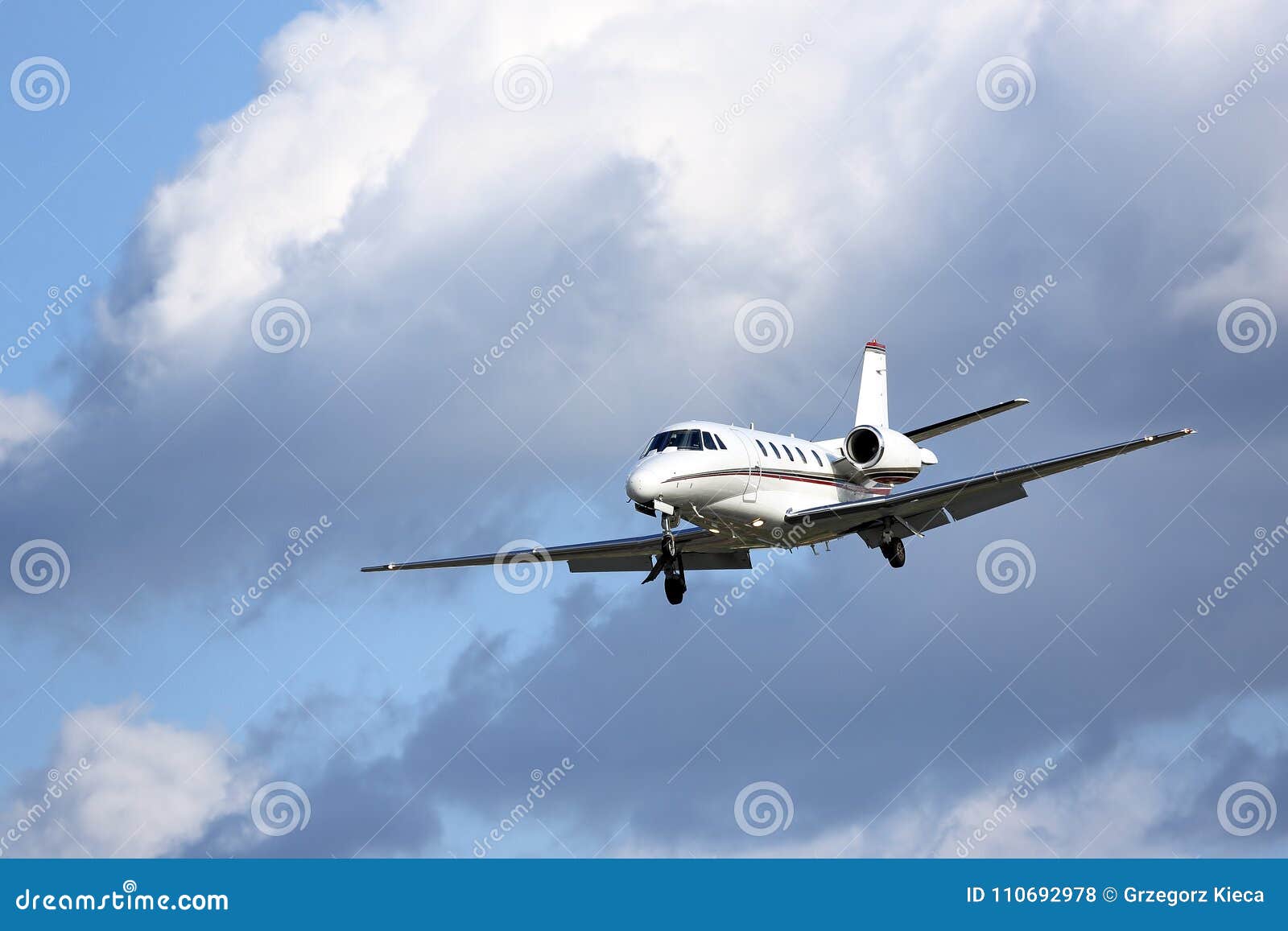 private jet on approach to land