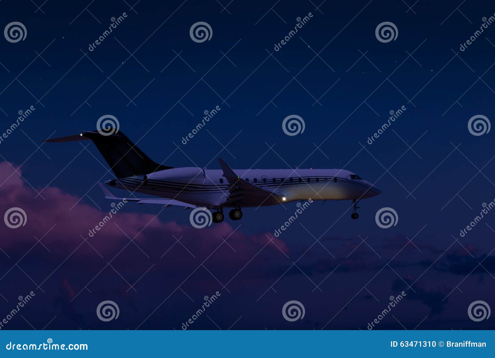 Private Jet Flying at Night Stock Photo Image of close, airport 63471310