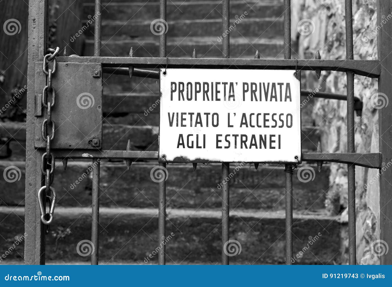 Private Property Sign in Italian Stock Image Image of black