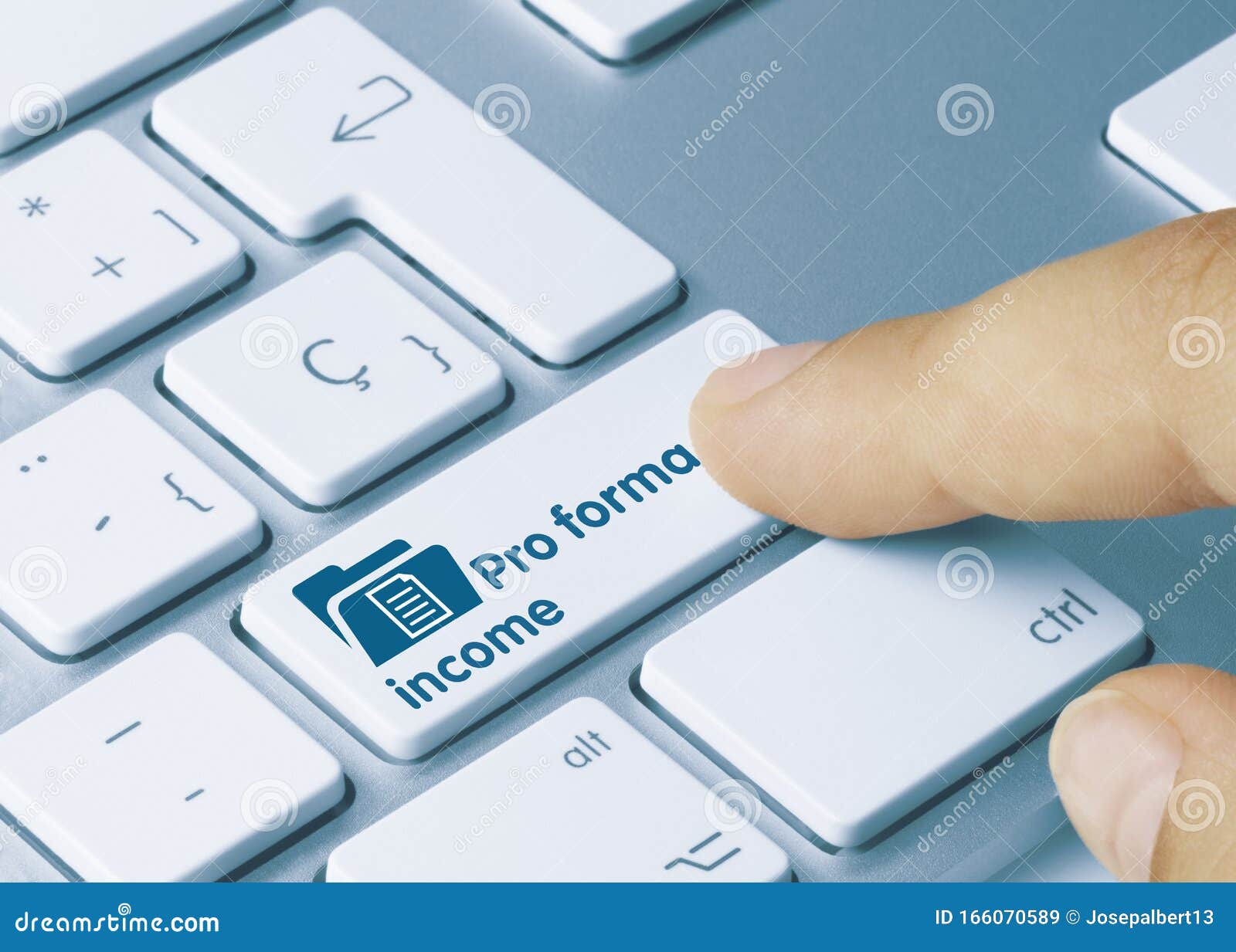 pro forma income - inscription on blue keyboard key