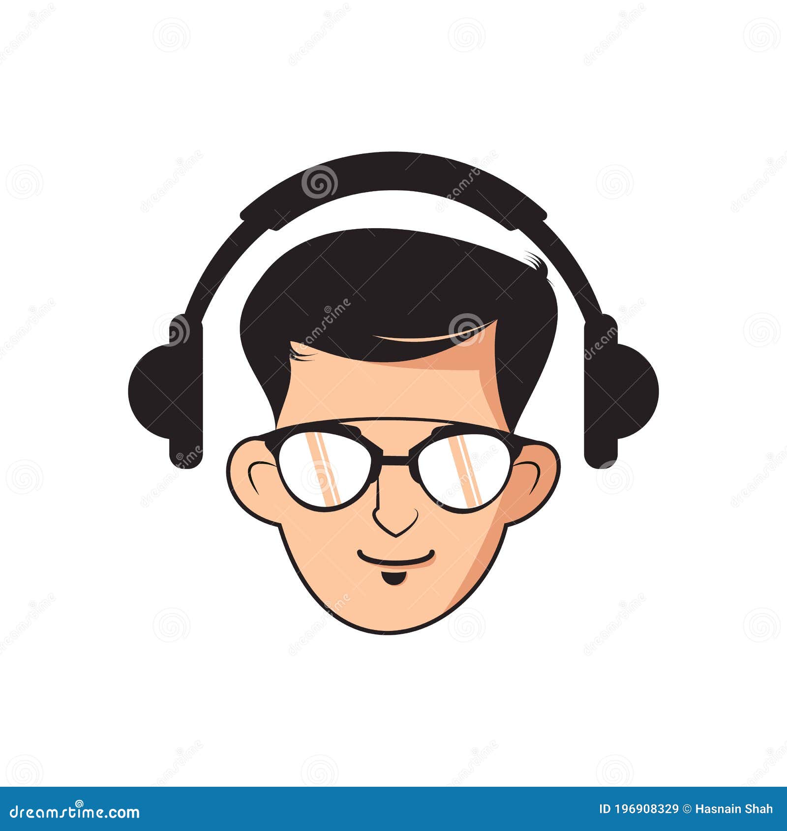 Gamer with Glasses Gaming Logo Illustration Vector on White Background  Stock Vector - Illustration of communication, isolated: 196908329