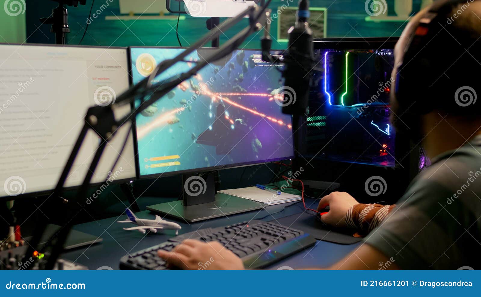 Pro Gamer Playing Space Shooter Online Video Games Stock Image