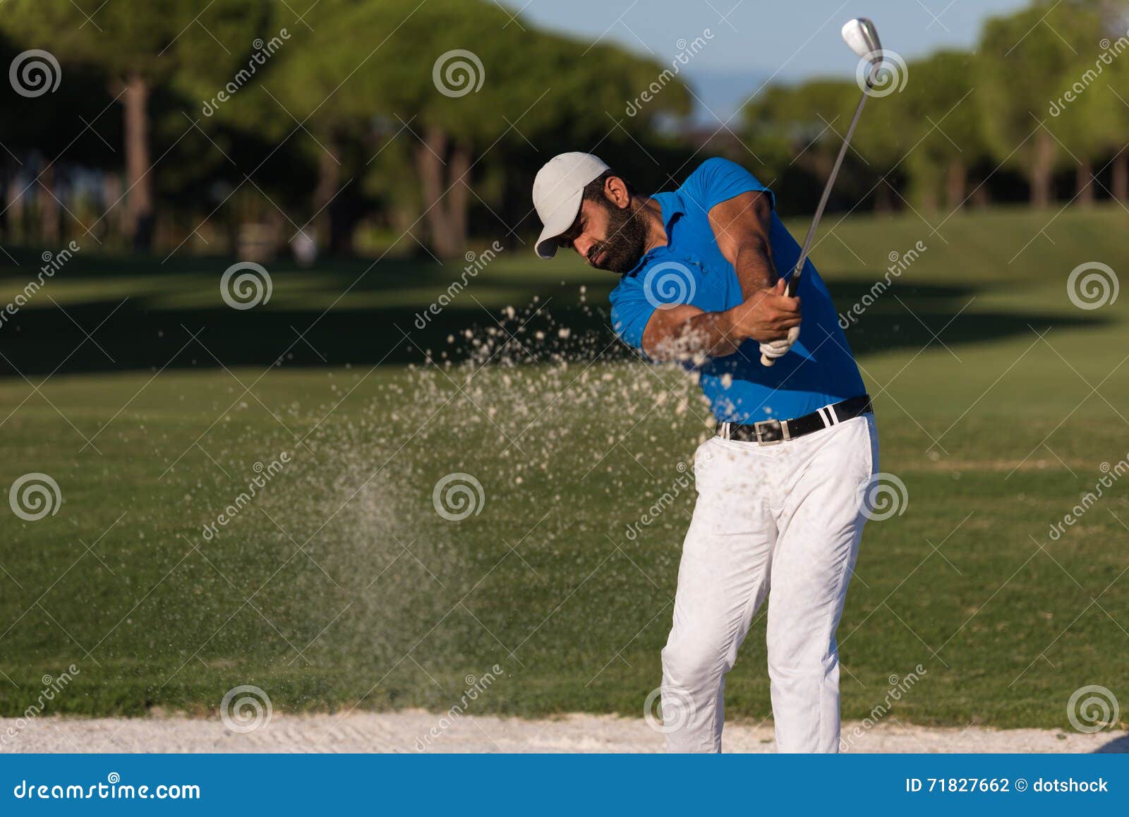 Pro Golfer Hitting a Sand Bunker Shot Stock Photo Image of exercise
