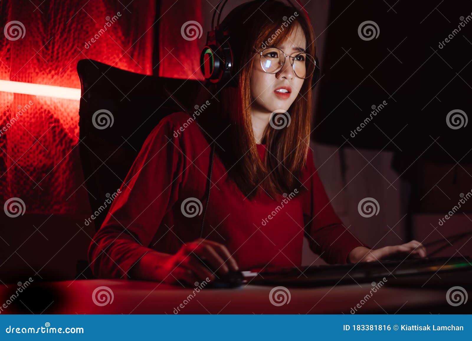 Pro Player Gamer Young Asian Woman Playing Online Video Game Shooting Stock  Photo - Image of excited, focused: 183381816