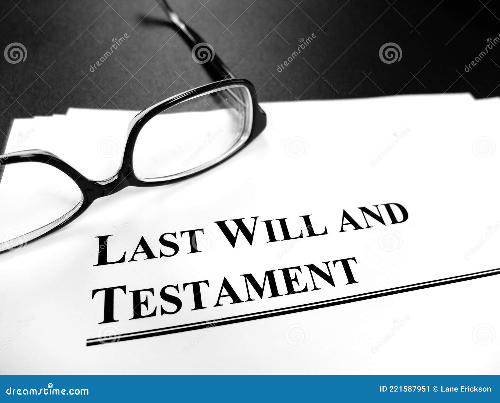 probate last will and testament documents on desk with glasses